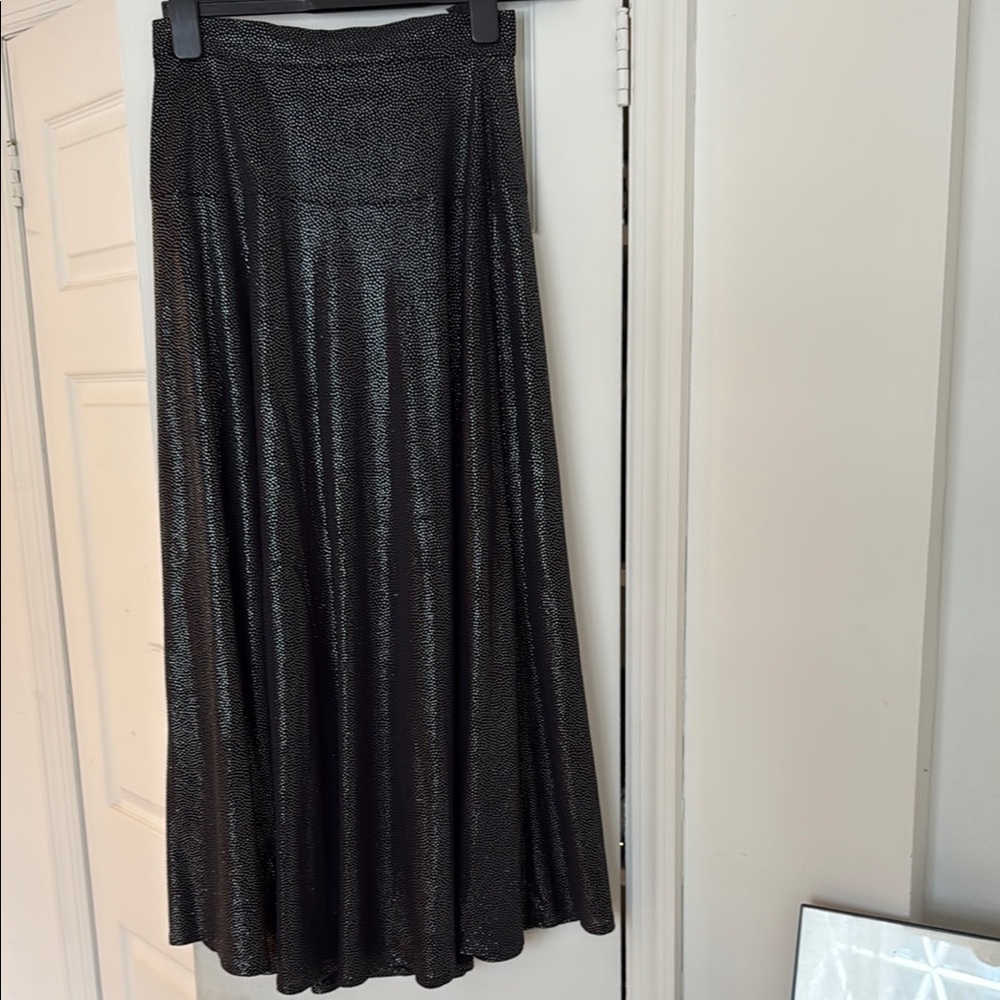 Vintage Black Maxi A-line Skirt with Mini Studs/Gems